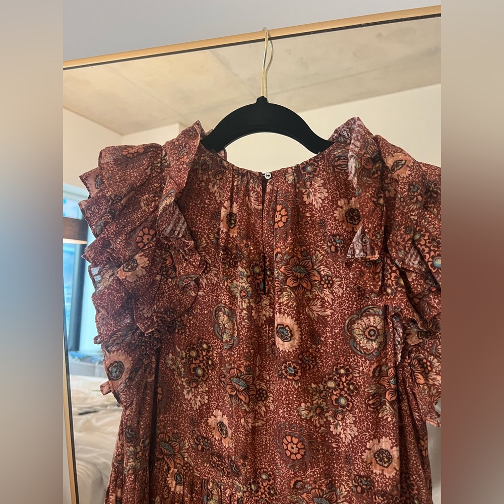 Ulla Johnson Adele Flutter Sleeve Mini Dress In R… - image 7